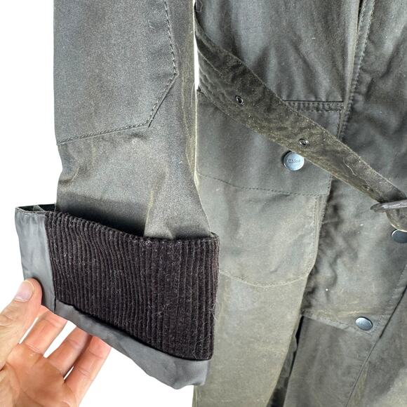 NEW Chloe X Barbour Dany Waxed Long Trench Coat Ruffles Brown Size 12 - Picture 7 of 15